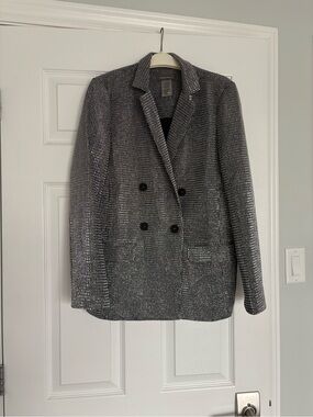 Sans Souci Silver Metallic Double-Breasted Blazer